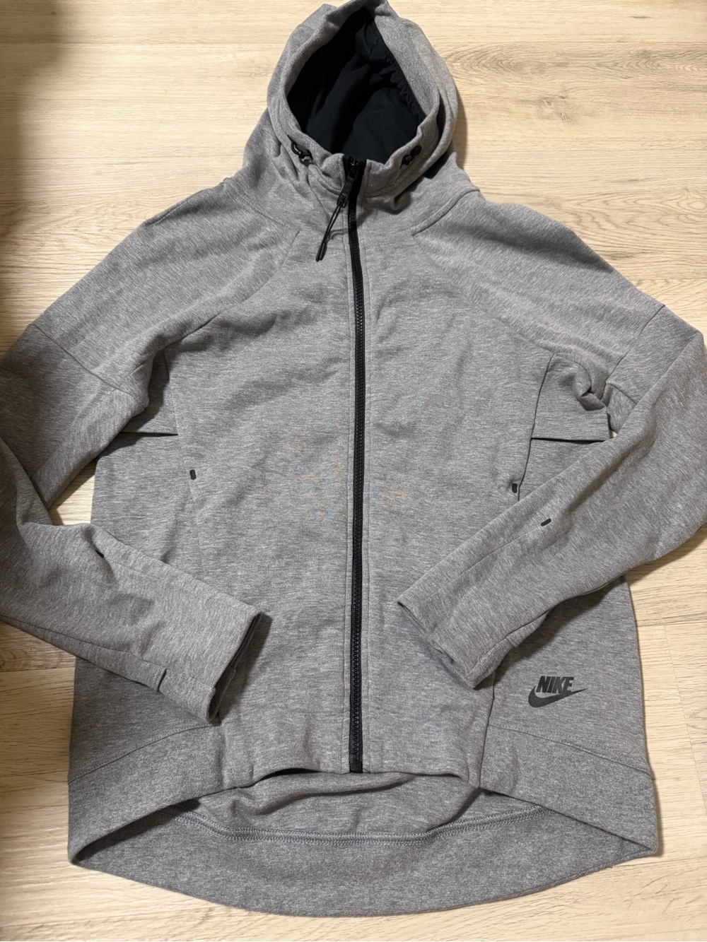 Nike Heather Grey Black Tech Sweatshirt Hoodie Zip Up Women’s Size Small